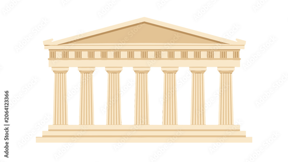 Naklejka premium Ancient classical temple with columns isolated on white