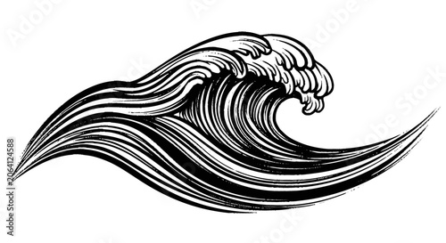 Fotografie Dynamic abstract pattern of multiple parallel black brush strokes crea
