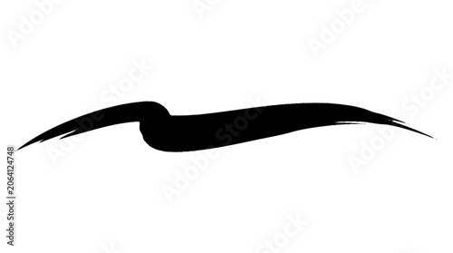 Dynamic black paint stroke smoothly curving and tapering to a sharp po