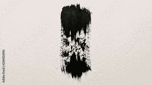 Heavy black vertical brushwork featuring fragmented coarse dry texture