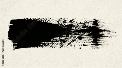 Horizontal black paint swipe with expressive dry brush texture rugged 