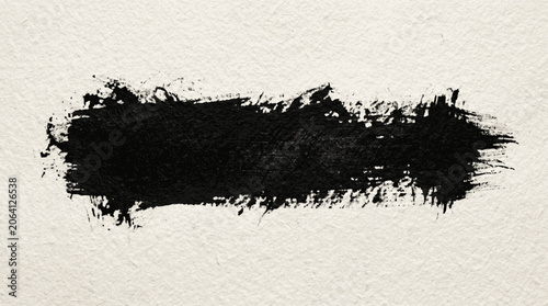 Thick horizontal black paint swipe with rough dry brush texture and an