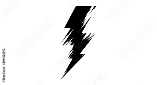 Fragmented black dry brush stroke graphic with sharp angular points an