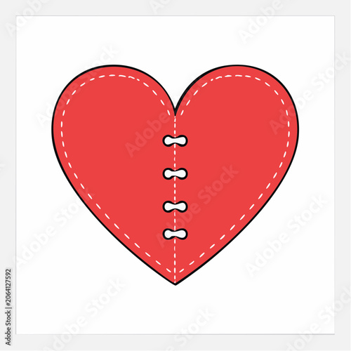Red Heart with Stitching and Laces