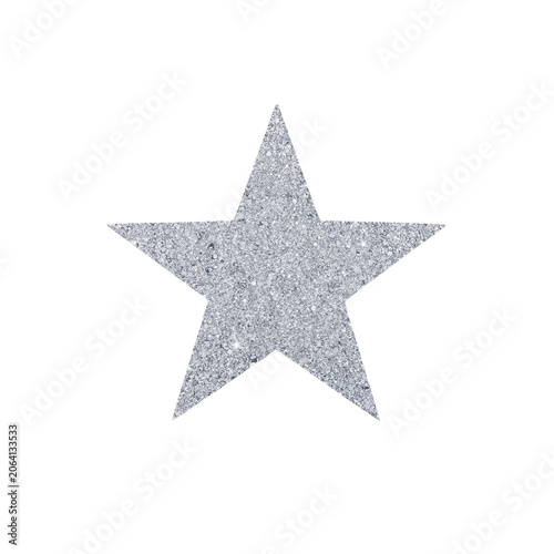 Premium Silver Glitter Star  Minimalist Metallic Icon Asset