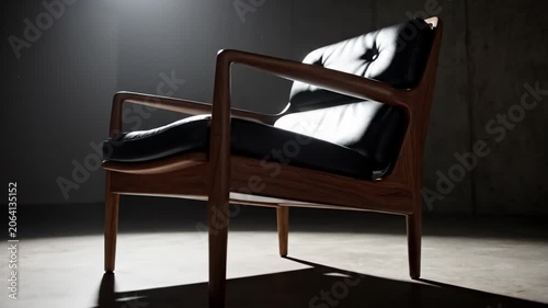 Vintage wooden chair in a dim room with shadows