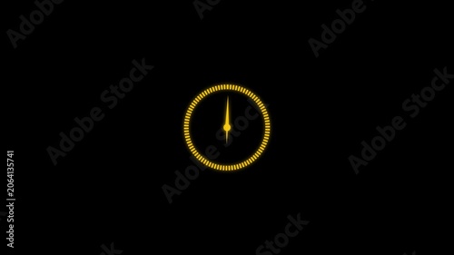 New yellow dark clock animation video footage,12 hours clock footage on  black background