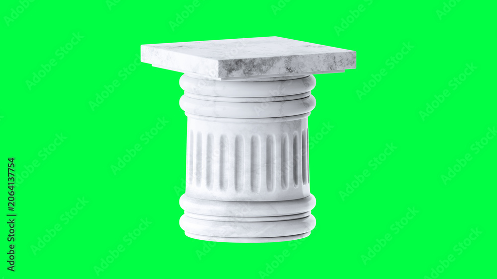 Naklejka premium Classical marble column architecture on green screen background