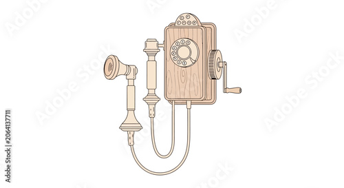 Vintage wall mounted telephone with rotary dial and hand crank