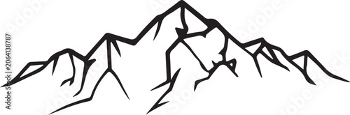 Obraz na plátně Black and White Minimalist Mountain T-Shirt Vector Design Line Art