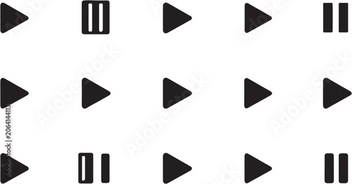 Schilderij op canvas Black geometric arrow symbols arranged in a grid pattern.