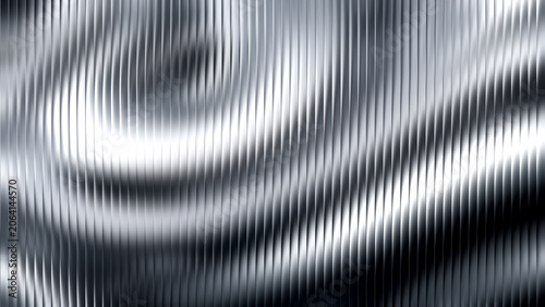 Fotografie Wavy textured metallic surface with soft diffused lighting creating abstract rip