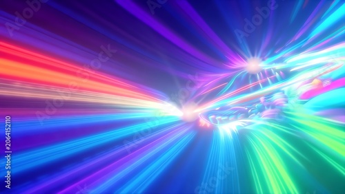 Vibrant Colorful Light Trails Burst and Warp