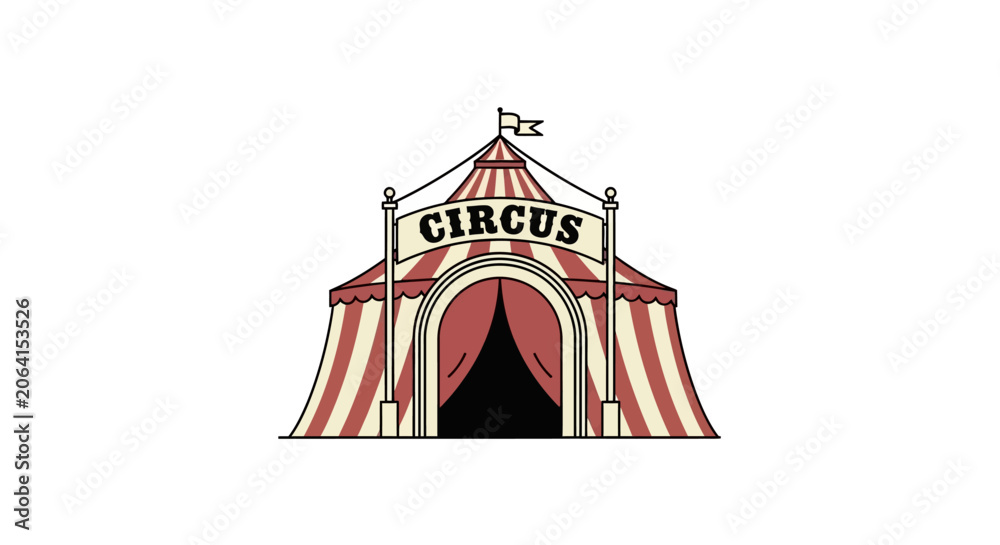 Fototapeta premium Vintage Circus Tent Entrance with Banner - Entertainment Icon
