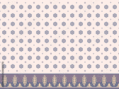 Modern Batik Ornament Pattern with Geometric Motifs and Contemporary Border
