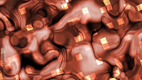 Abstract Copper Fluid Background with Square Grid and Glowing Elements for Dynamic Visuals suitable for presentations web design prints socia suitable