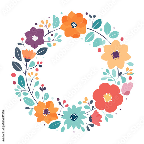 Flat floral pattern with butterflies and leaves