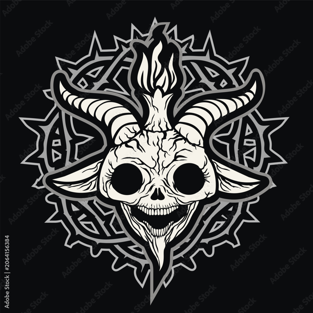 Obraz premium goat skull of Baphomet, vintage design t shirts 