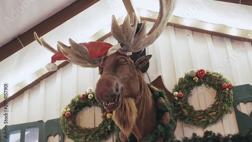 Festive Animated Moose Mascot at Gdansk Christmas Market