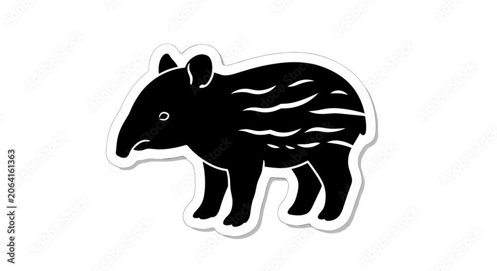 Fototapeta premium Black and white animal sticker.