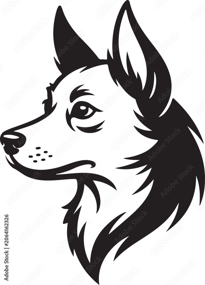 Fototapeta premium Elegant Dog Head Silhouette Vector Illustration