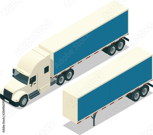 Semi truck with dry van trailer