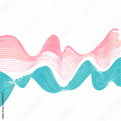 Abstract Wavy Lines Background in Pink and Teal