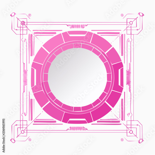 Futuristic Pink Circular Interface Element