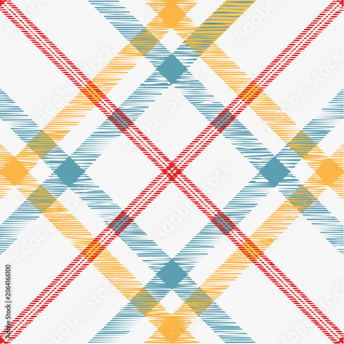 Tartan Plaid Pattern with Red, Yellow, and Blue Lines