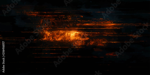 Canvastavla Abstract burning fire background with flames explosion smoke and glowing orange