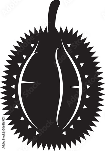 Black silhouette of a durian fruit icon