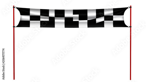 Fotografie Checkered racing flag banner on red poles