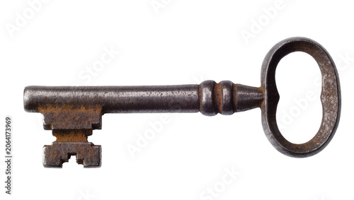 Canvastavla Antique rusty metal skeleton key with oval bow