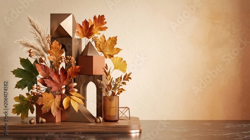 Elegant Autumn Still Life with Geometric Forms