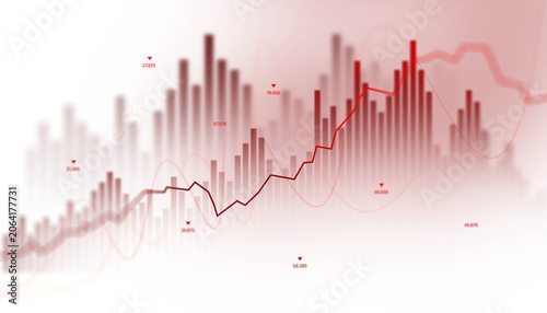 Fotografie Red financial market analytics background with stock chart visualization, tradin