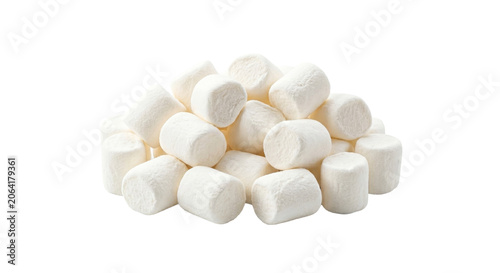 Bild auf Leinwand A pile of fluffy white marshmallows on a clean white background
