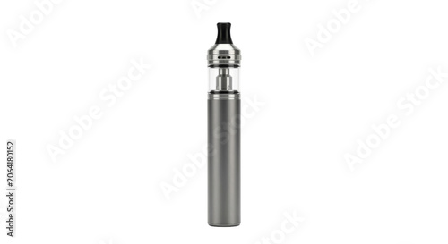 Fotografija Sleek metallic gray vape pen with a clear glass tank and black mouthpiece