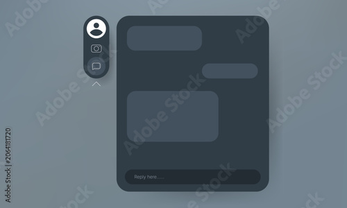 Dark mode chat messenger application user interface wireframe mockup