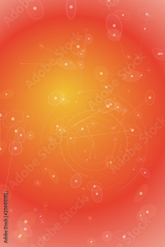 Abstract network with connections and nodes on orange gradient