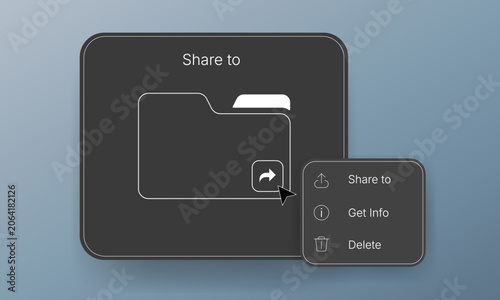 File sharing option and context menu user interface mockup