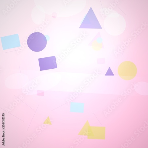 Pastel Geometric Shapes on Pink Background