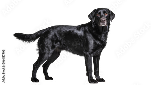 Photography Black Labrador Retriever dog standing profile view