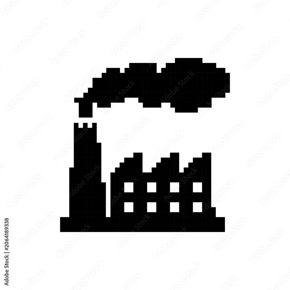 Fototapeta premium Pixel art factory emission icon