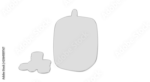 Photos A gray illustration of a large bottle and a small cross on a clean surface