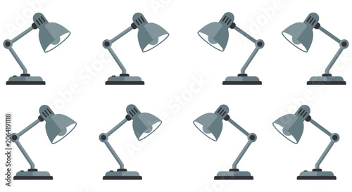 Cuadro en lienzo Gray Desk Lamps With Adjustable Arms On A White Background