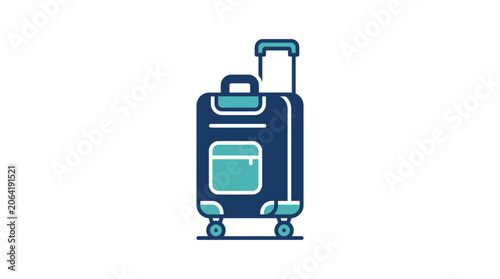 Fotografie Dark blue luggage with handle.