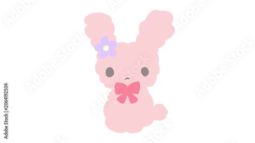 cute, bunny, rabbit, kawaii, pink bunny, chibi, mascot, animated character, loop
