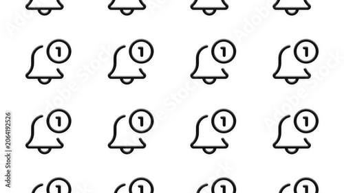 Notification icon grid with one new message symbol on white background for motion graphics.