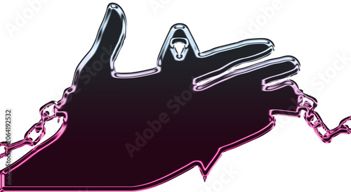 Tableau sur toile A person wearing a hoodie is chained and outlined in pink on a transparent backg