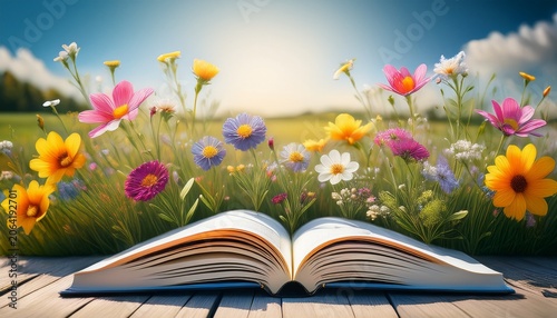 open book with flowers